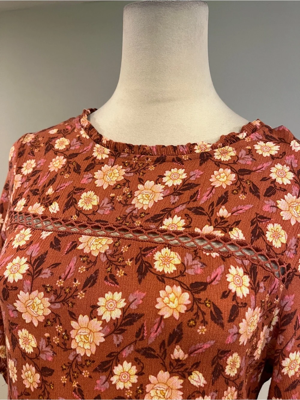 Knox Rose short sleeves Floral V-Neck‎ mini Dress size extra small